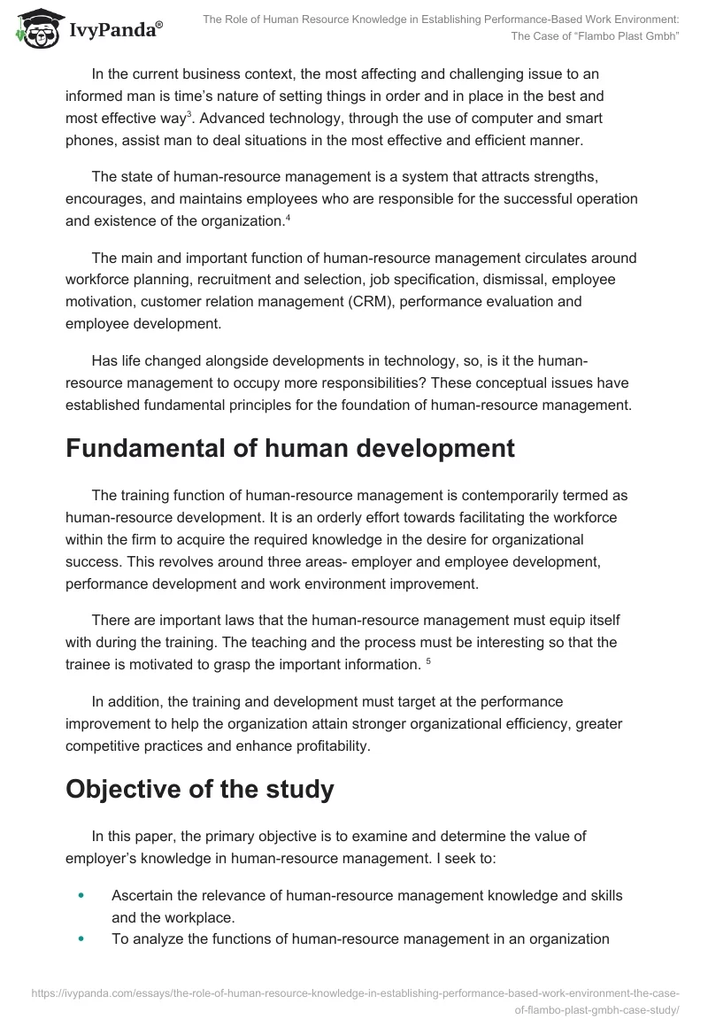 The Role of Human Resource Knowledge in Establishing Performance-Based Work Environment: The Case of “Flambo Plast Gmbh”. Page 2
