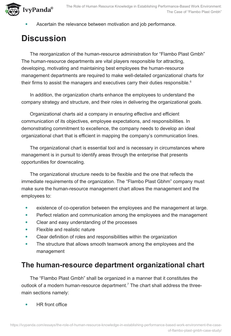 The Role of Human Resource Knowledge in Establishing Performance-Based Work Environment: The Case of “Flambo Plast Gmbh”. Page 3