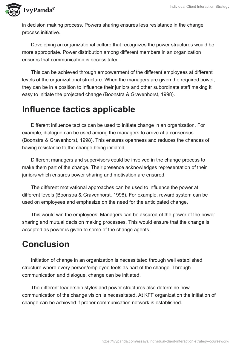 Individual Client Interaction Strategy. Page 3