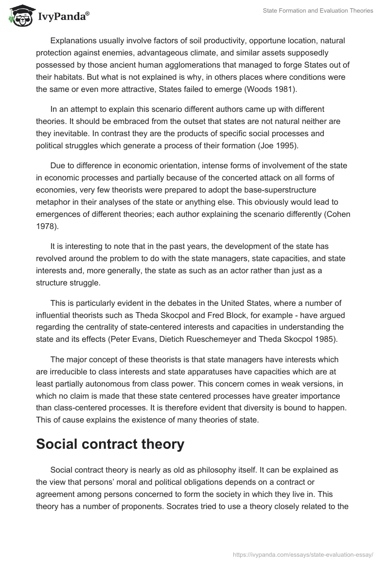 State Formation and Evaluation Theories. Page 3