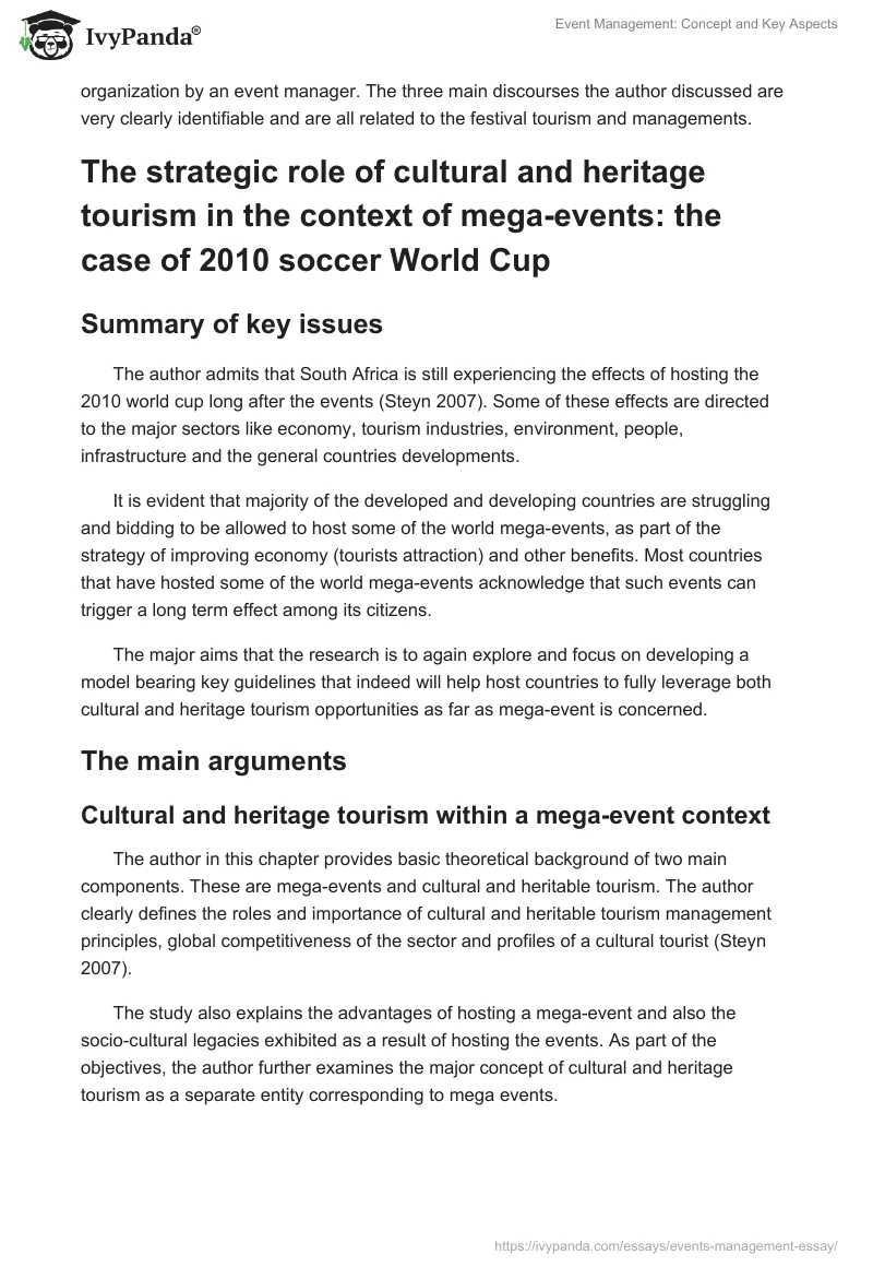 Event Management: Concept and Key Aspects. Page 5