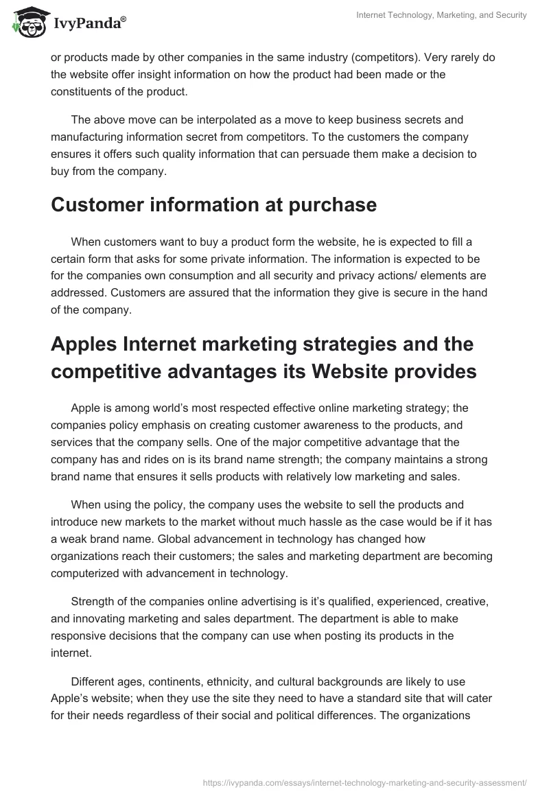 Internet Technology, Marketing, and Security. Page 3