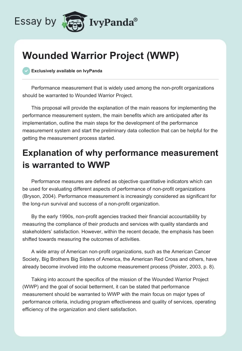 Wounded Warrior Project (WWP). Page 1