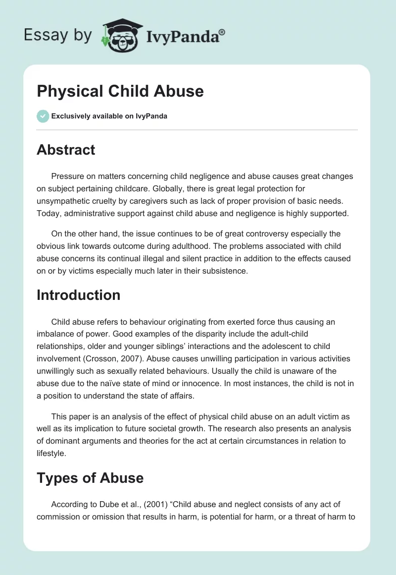 Physical Child Abuse. Page 1
