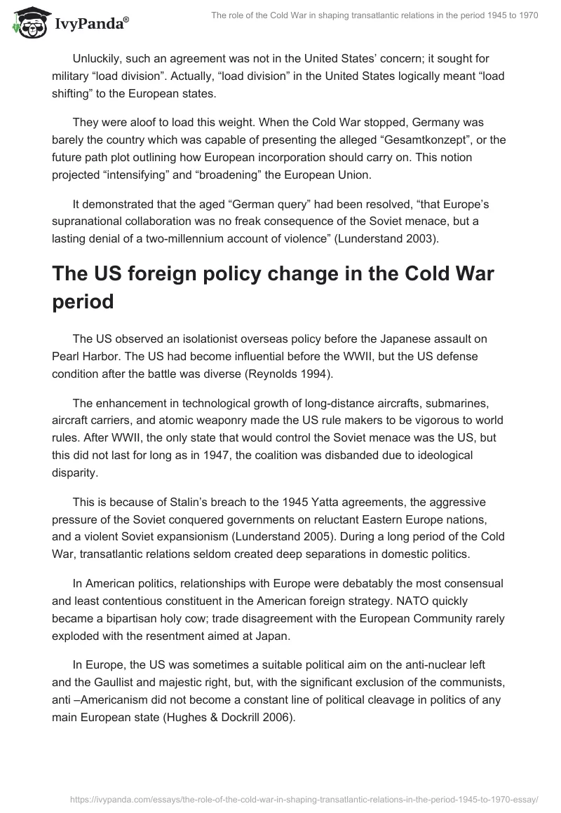 The Role of the Cold War in Shaping Transatlantic Relations in the Period 1945 to 1970. Page 2