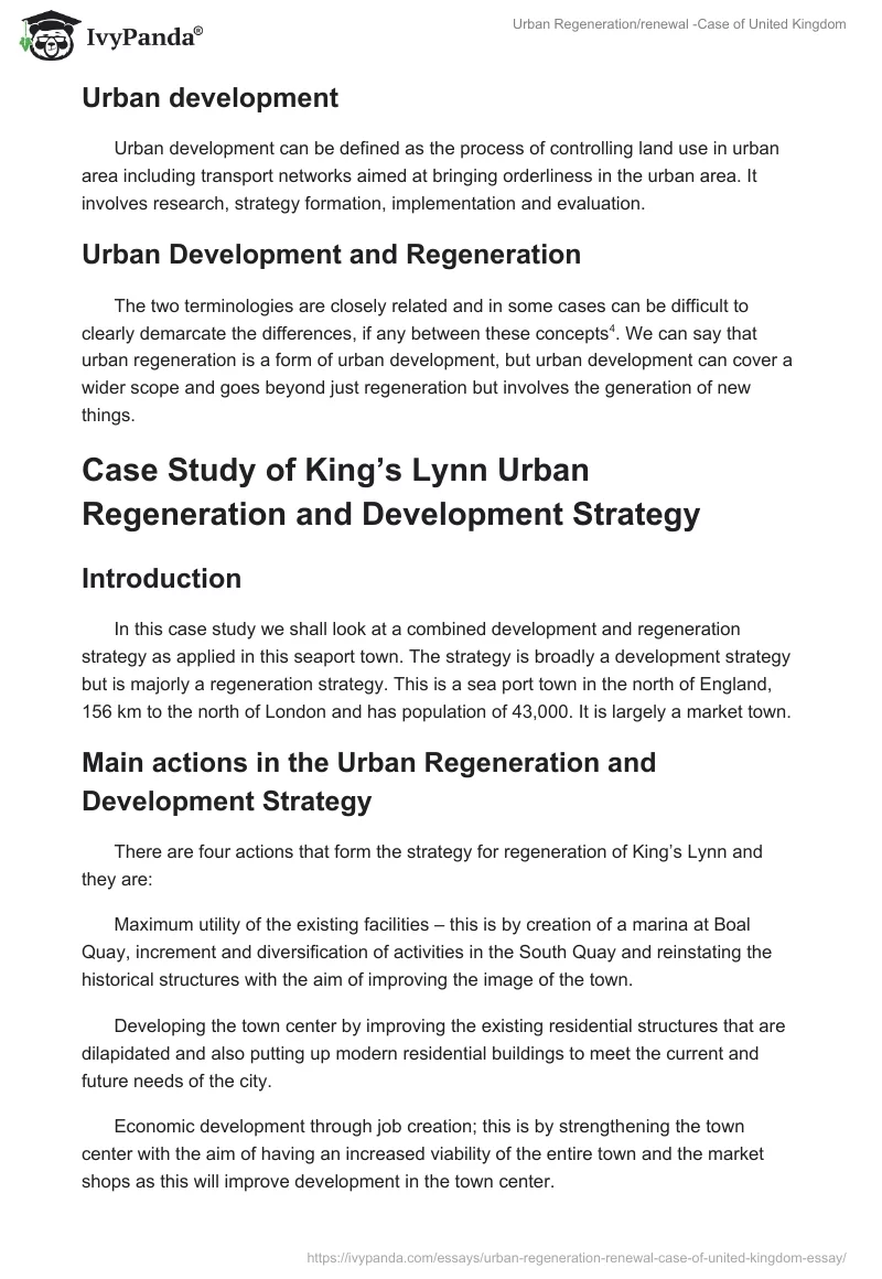 Urban Regeneration/renewal -Case of United Kingdom. Page 2