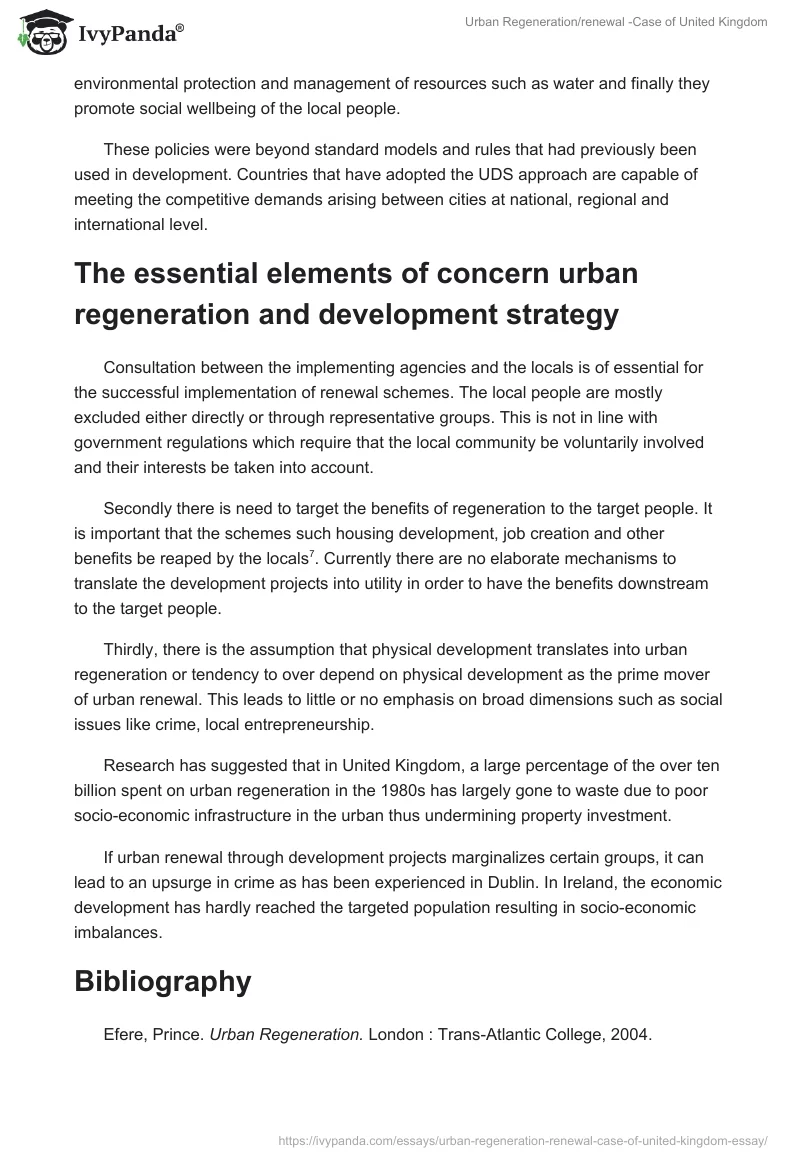 Urban Regeneration/renewal -Case of United Kingdom. Page 4