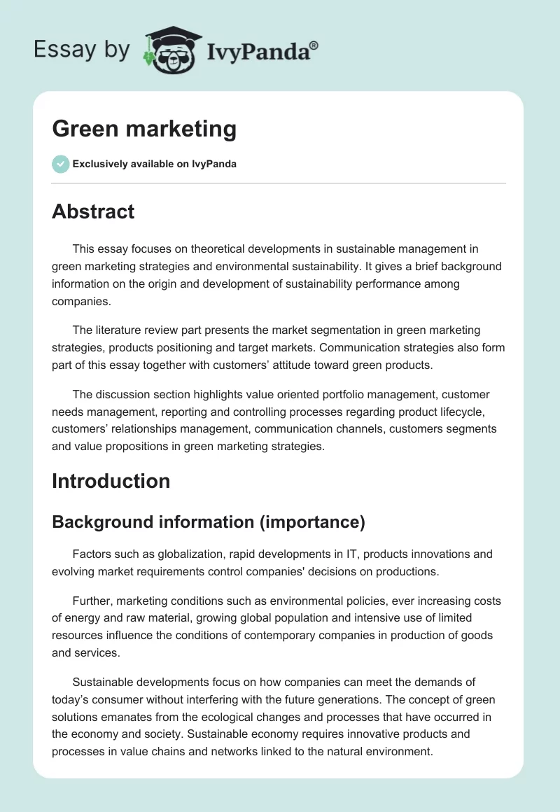 Green marketing. Page 1