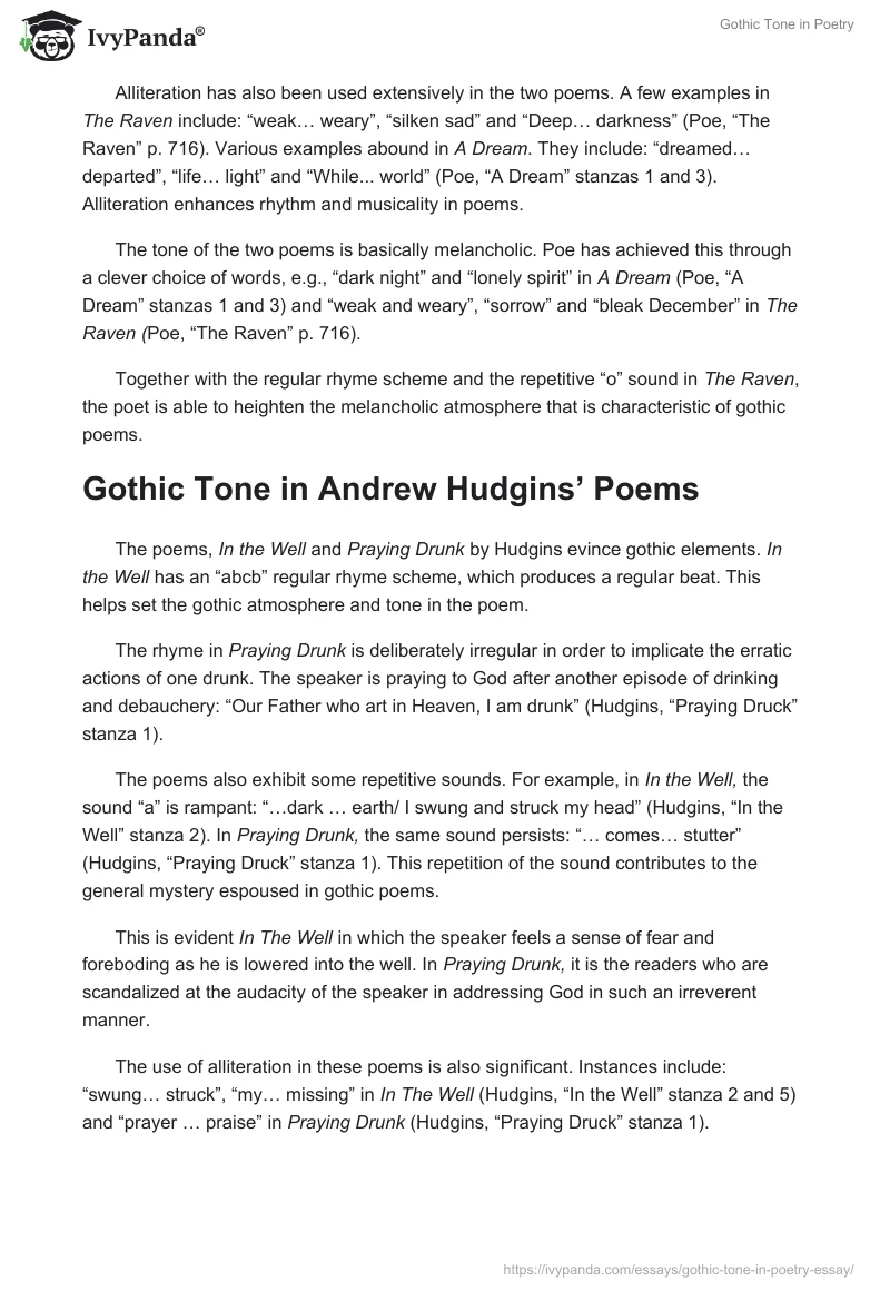 Gothic Tone in Poetry. Page 2