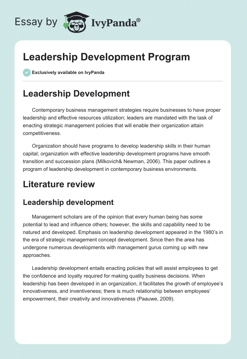 Leadership Development Program. Page 1