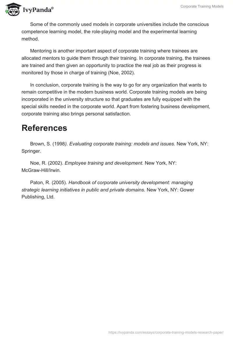 Corporate Training Models. Page 3
