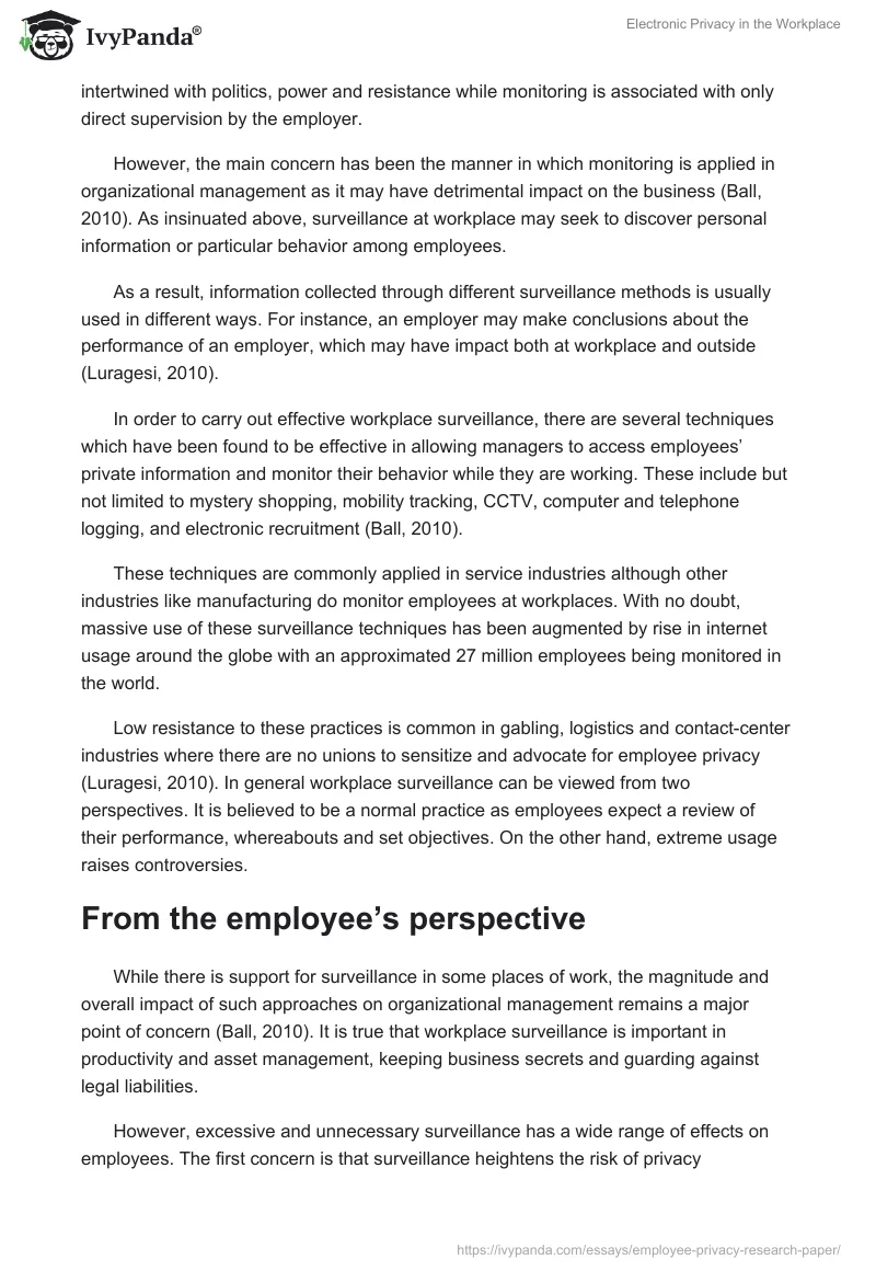 Electronic Privacy in the Workplace. Page 2