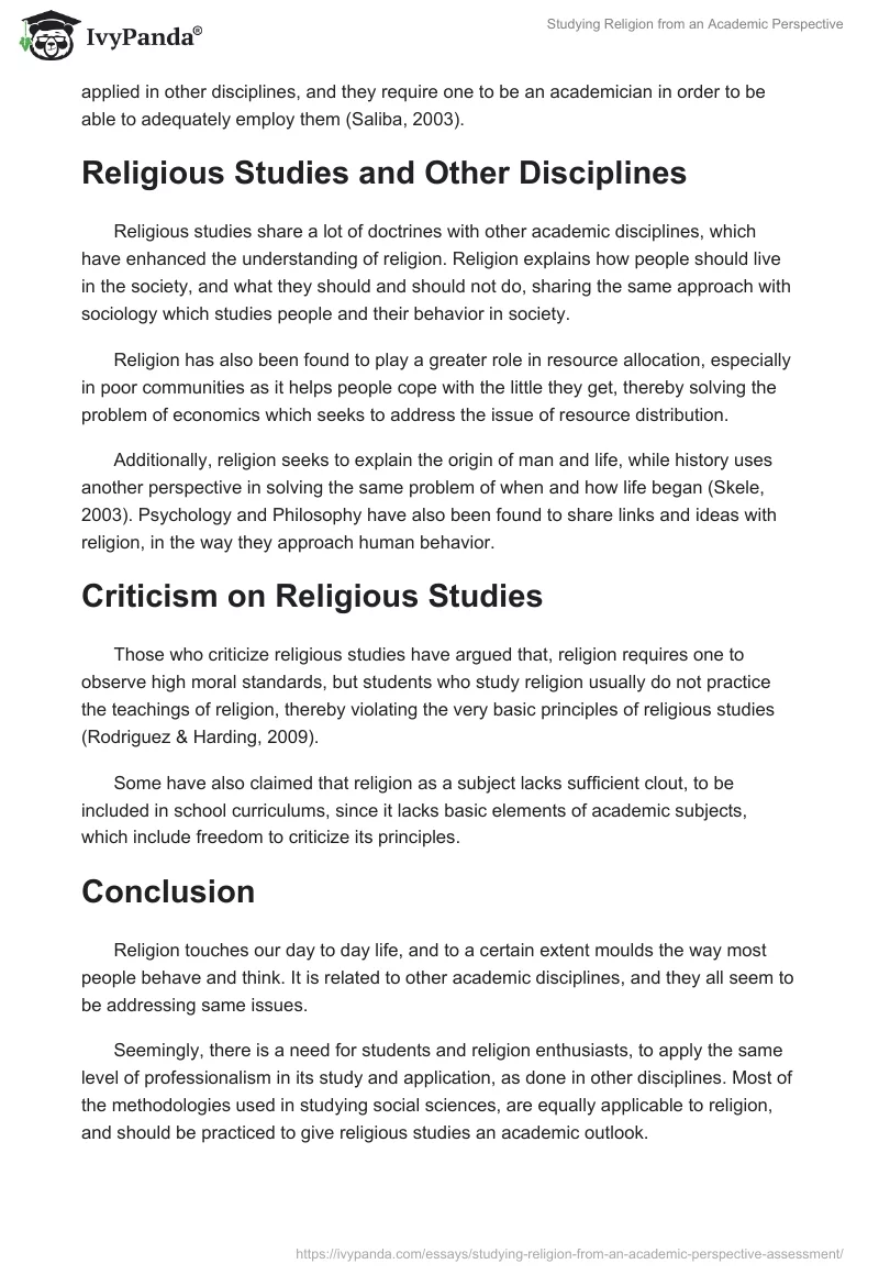 Studying Religion from an Academic Perspective. Page 2
