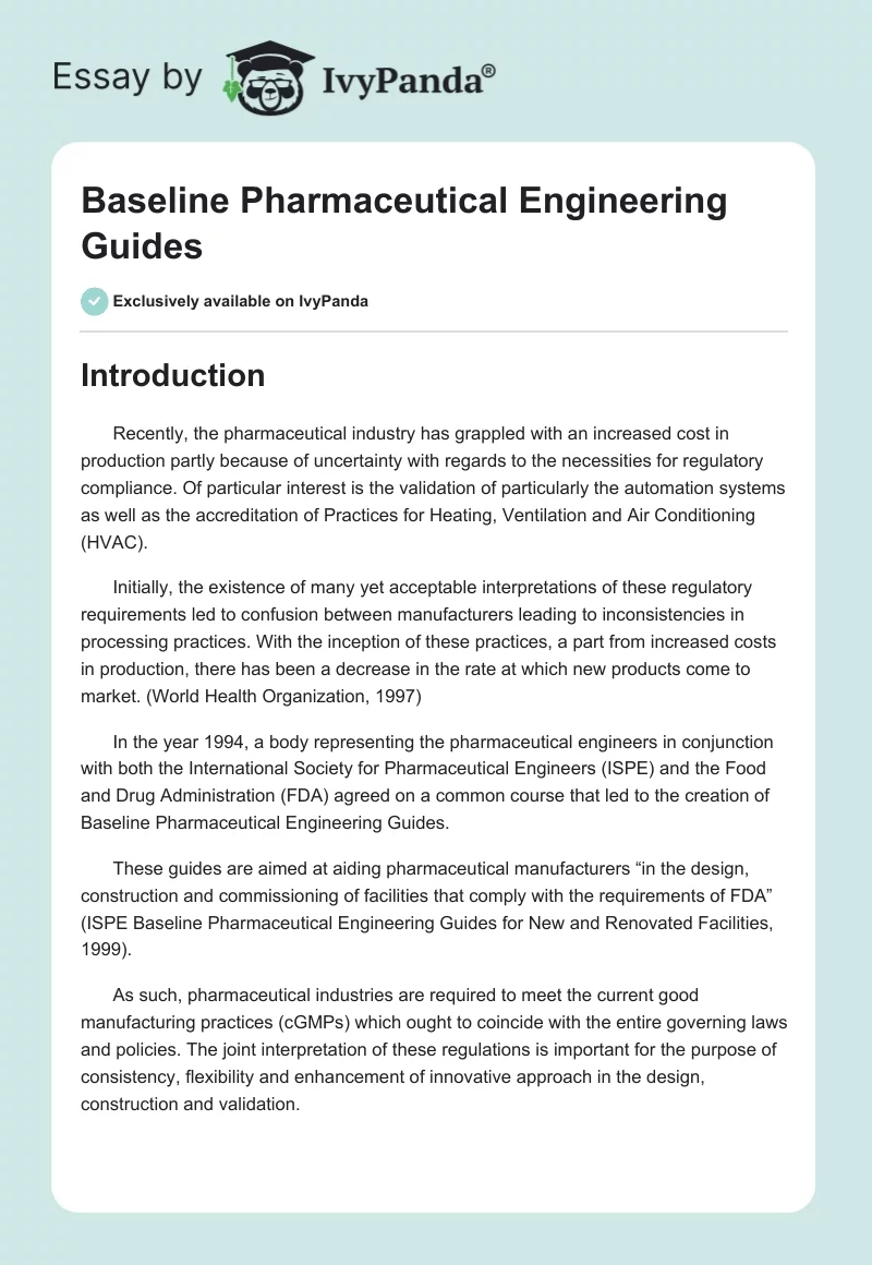 Baseline Pharmaceutical Engineering Guides. Page 1