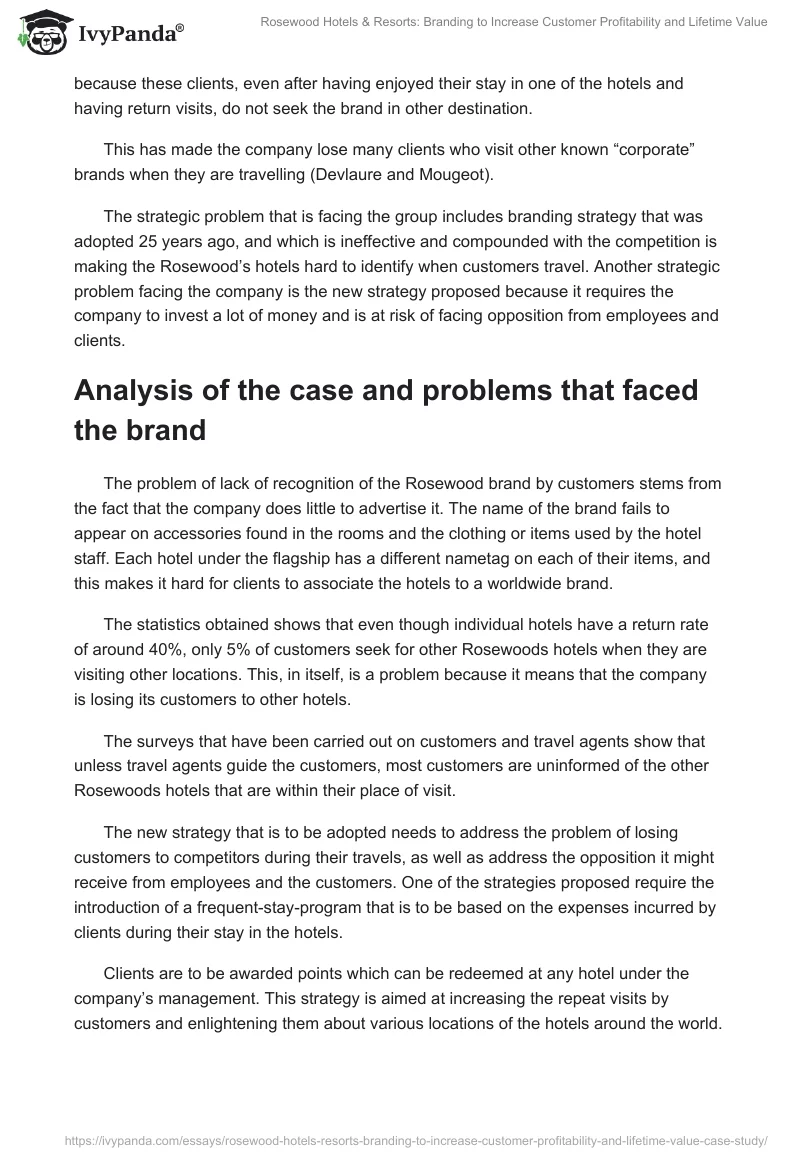 Rosewood Hotels & Resorts: Branding to Increase Customer Profitability and Lifetime Value. Page 2