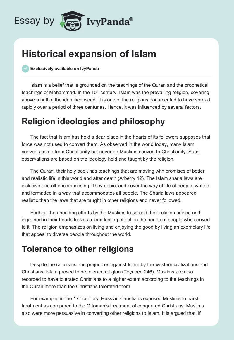 Historical expansion of Islam. Page 1