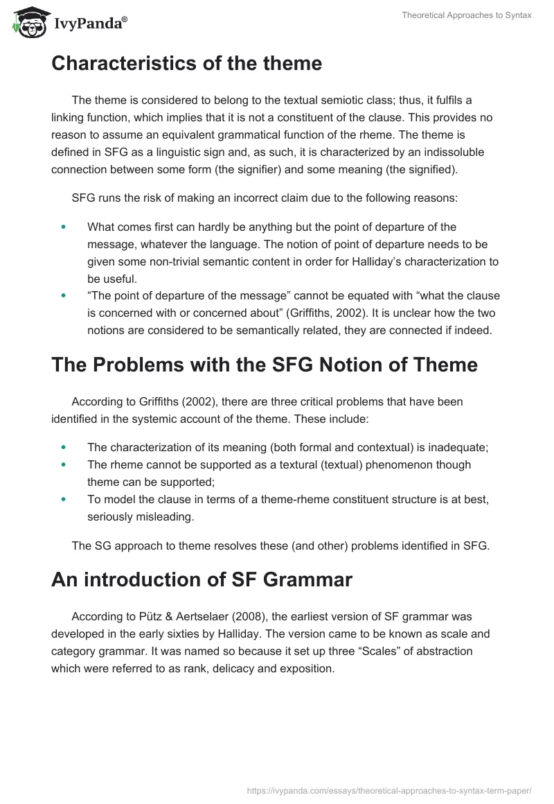 Theoretical Approaches to Syntax. Page 4