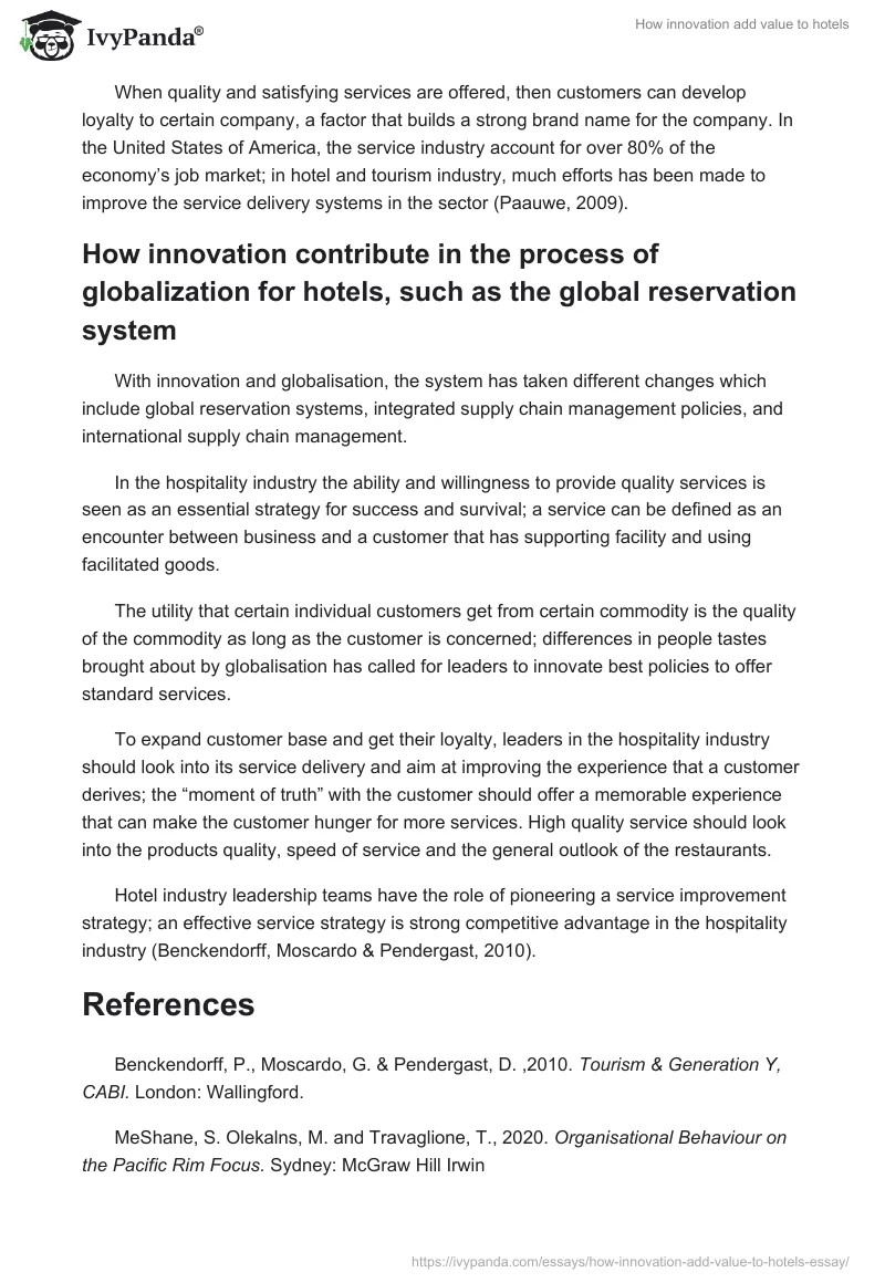 How innovation add value to hotels. Page 2