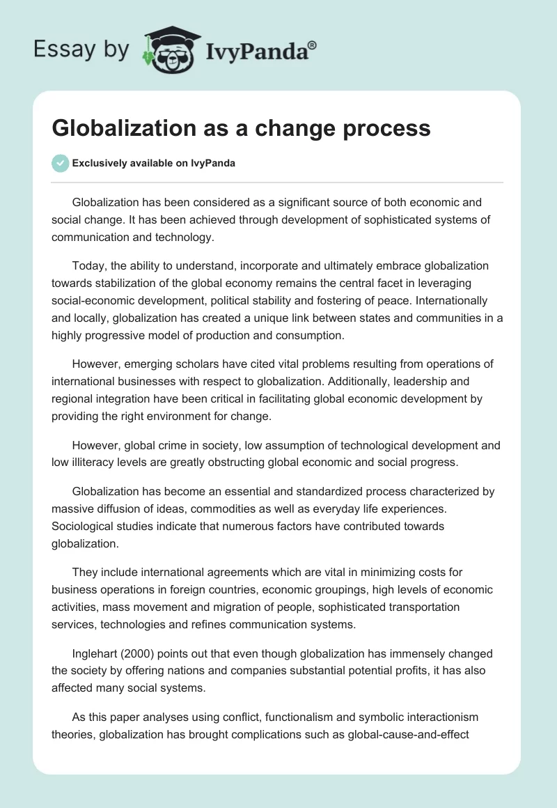 Globalization as a change process. Page 1