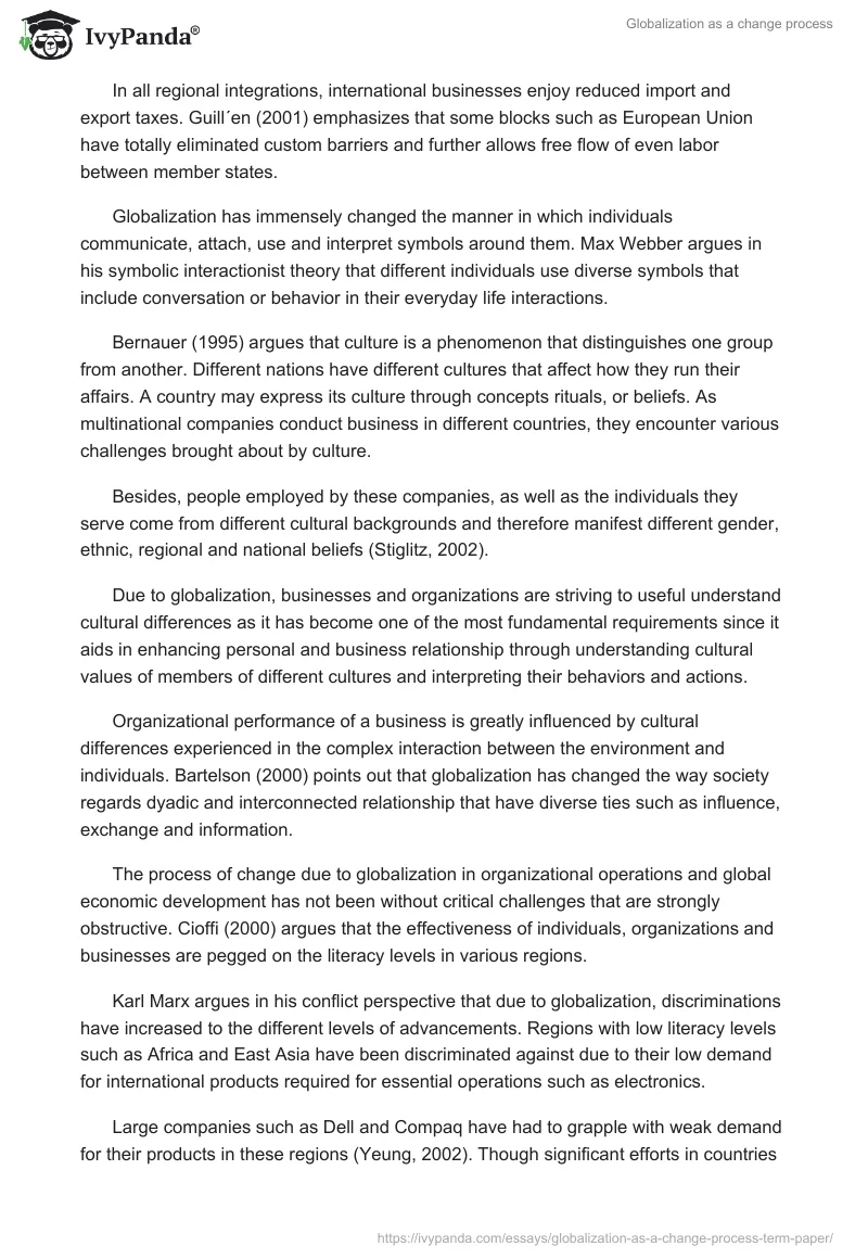 Globalization as a change process. Page 4