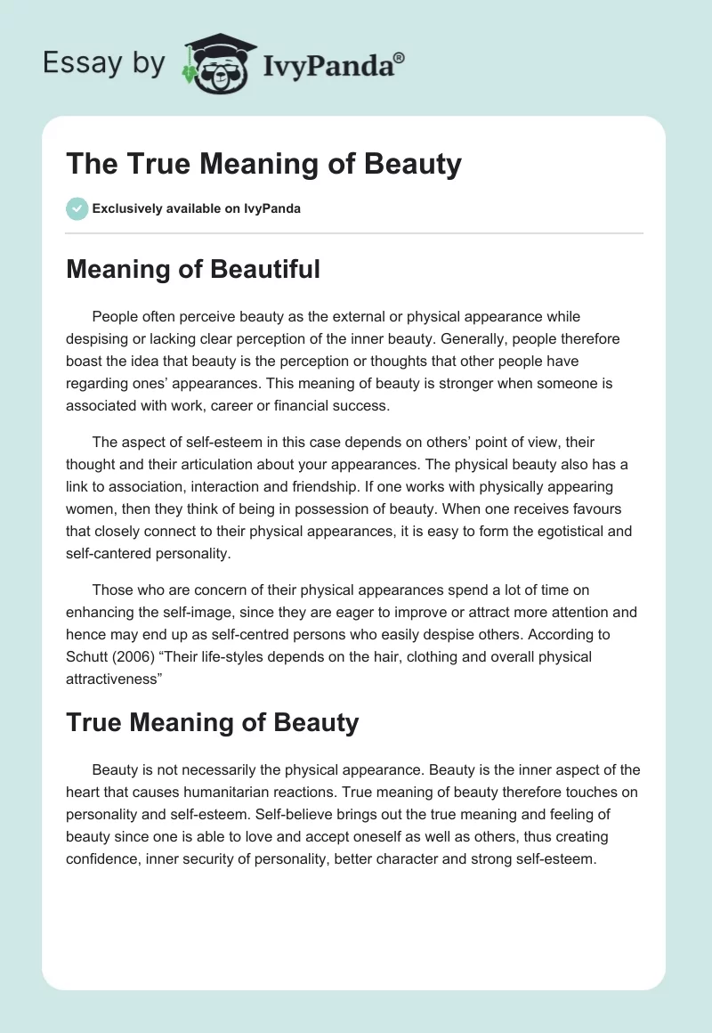 The True Meaning of Beauty. Page 1