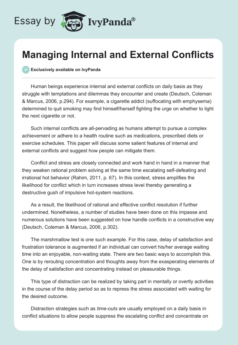 Managing Internal and External Conflicts. Page 1