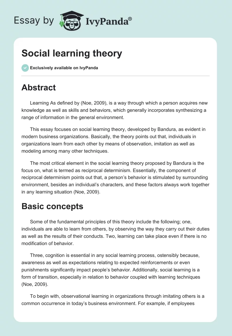 Social learning theory. Page 1