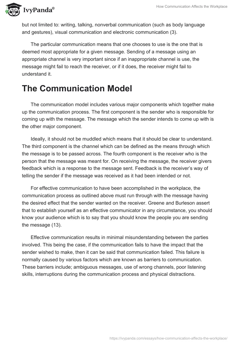 How Communication Affects the Workplace. Page 2