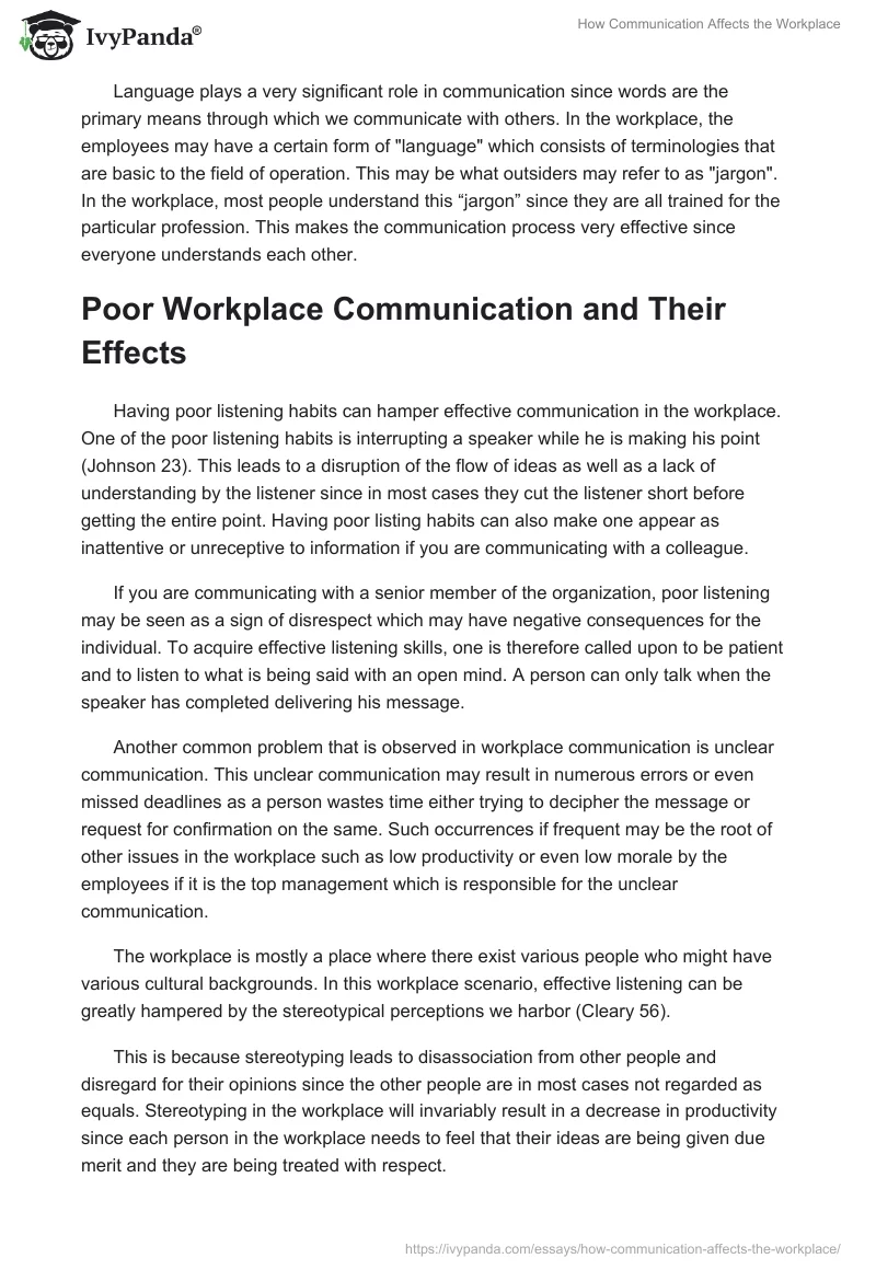How Communication Affects the Workplace. Page 4