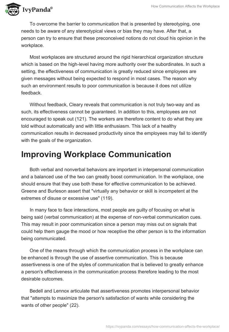 How Communication Affects the Workplace. Page 5