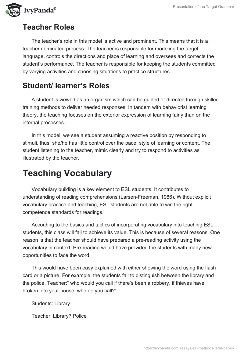 Presentation of the Target Grammar. Page 3