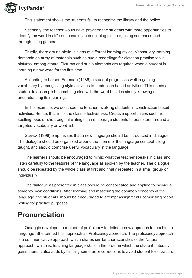 Presentation of the Target Grammar. Page 4