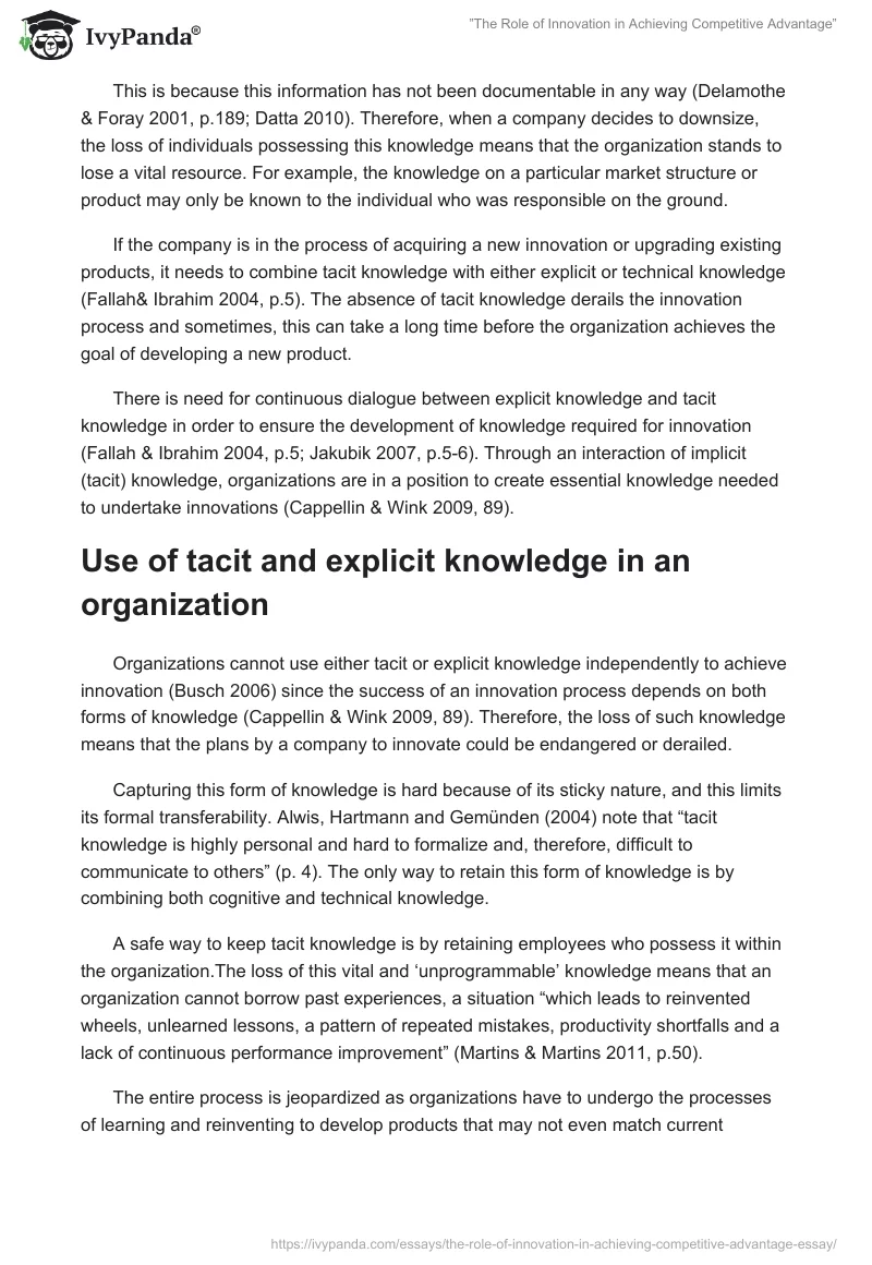 ”The Role of Innovation in Achieving Competitive Advantage”. Page 3