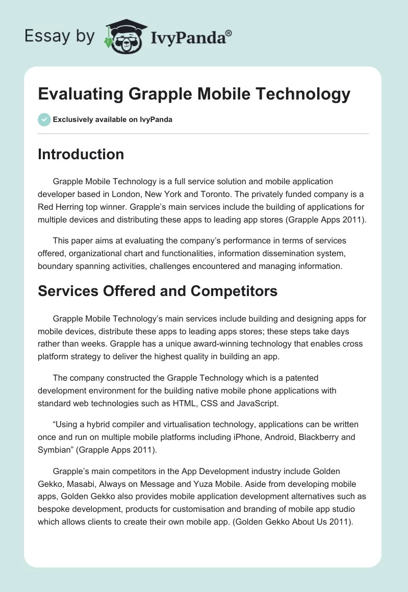 Evaluating Grapple Mobile Technology. Page 1