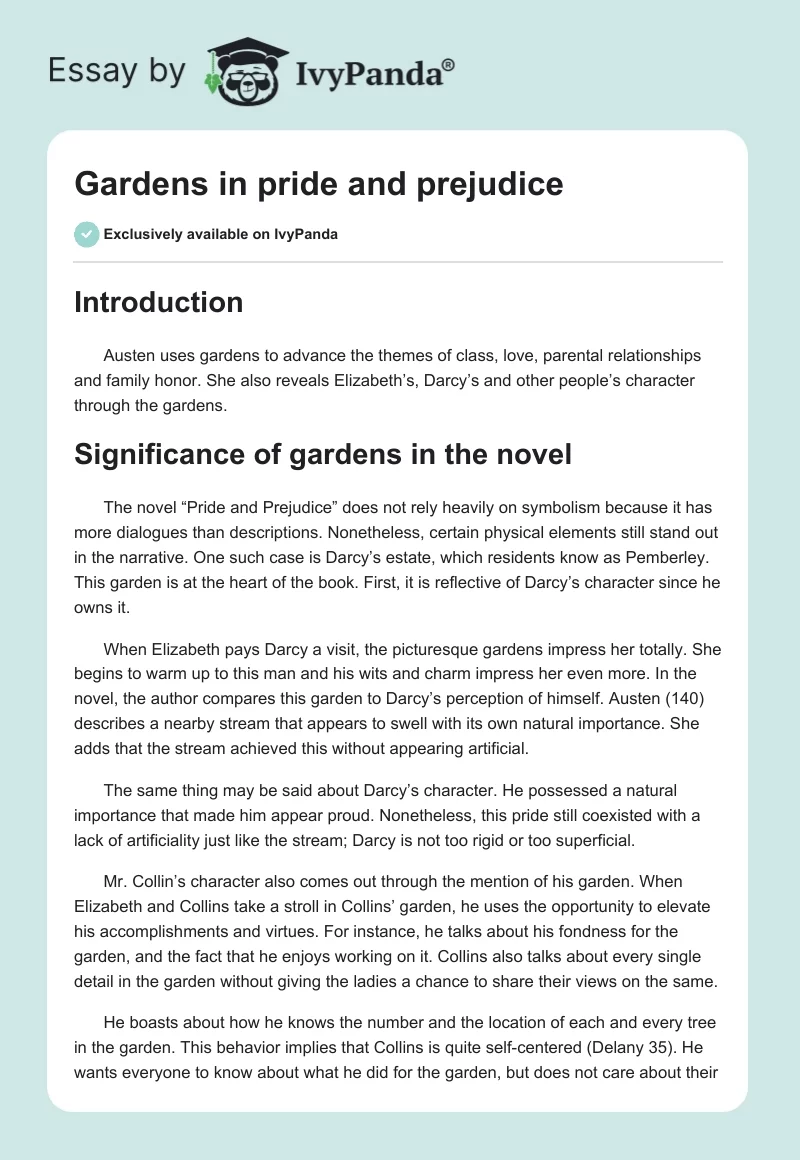 Gardens in Pride and Prejudice. Page 1