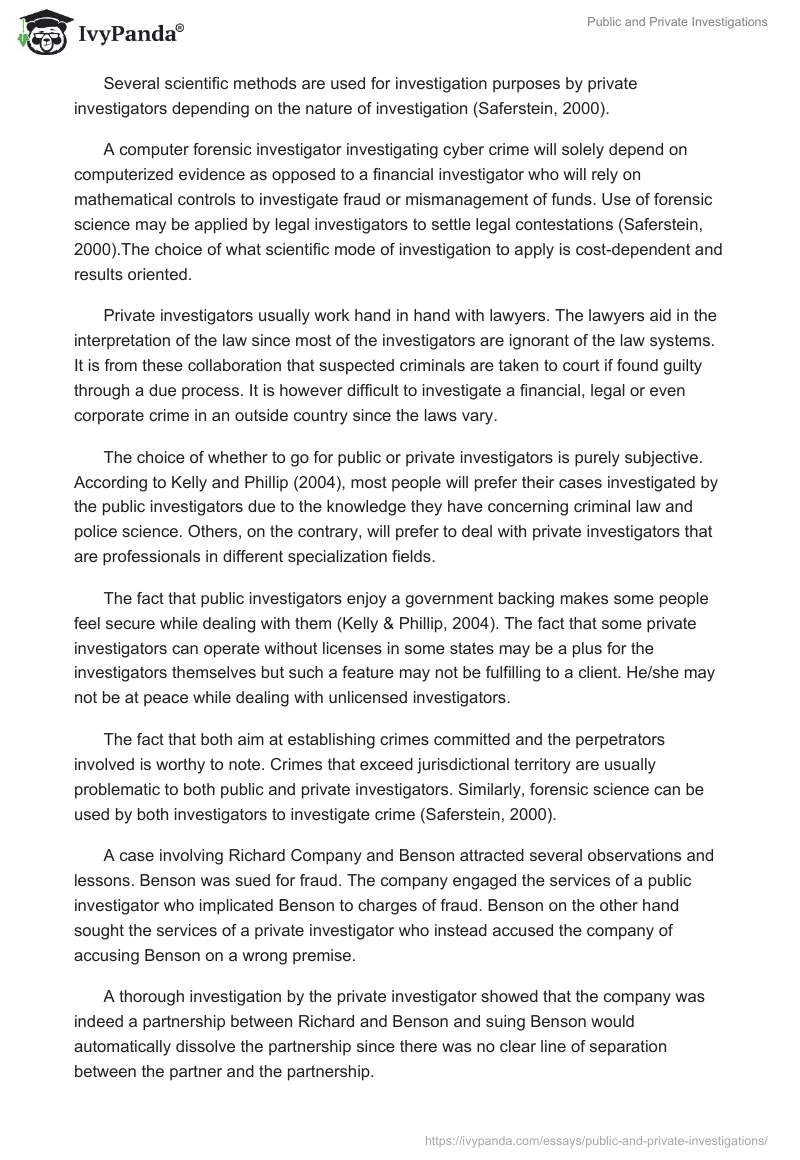 Public and Private Investigations. Page 3