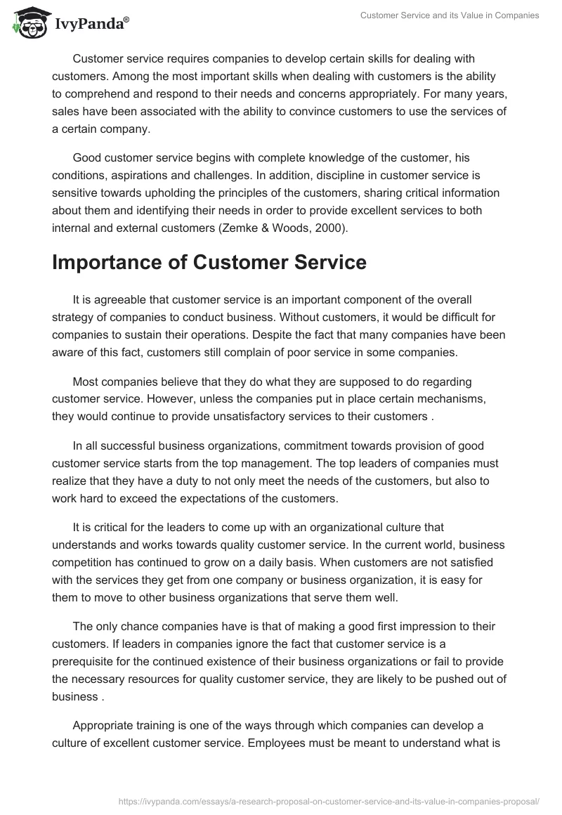 Customer Service and Its Value in Companies. Page 2