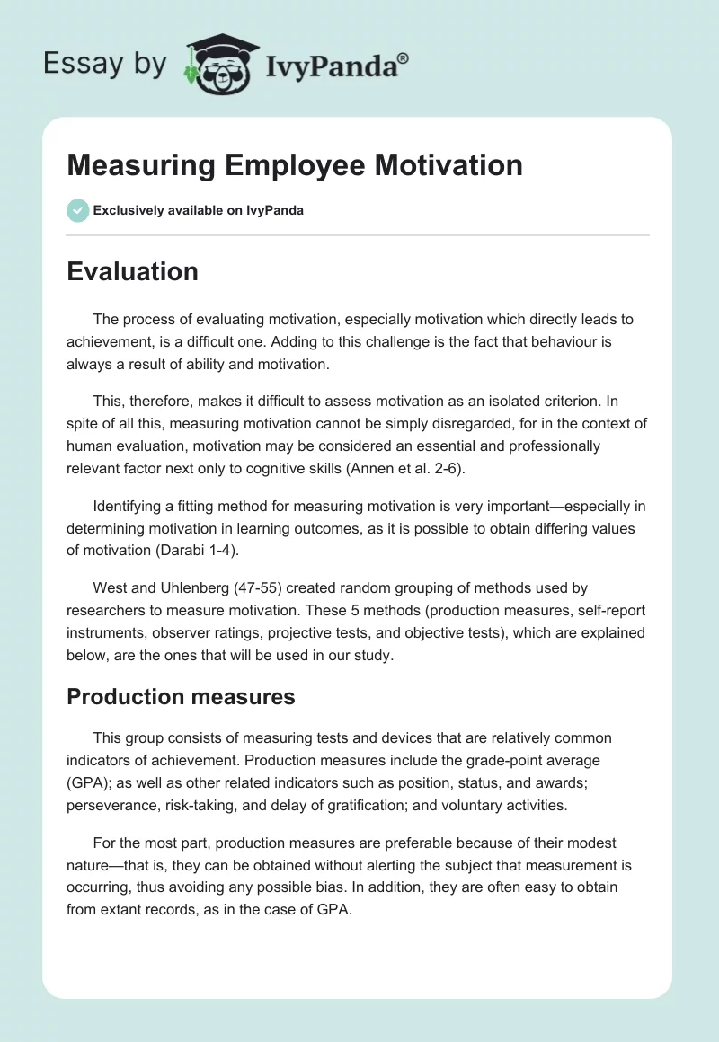 Measuring Employee Motivation. Page 1