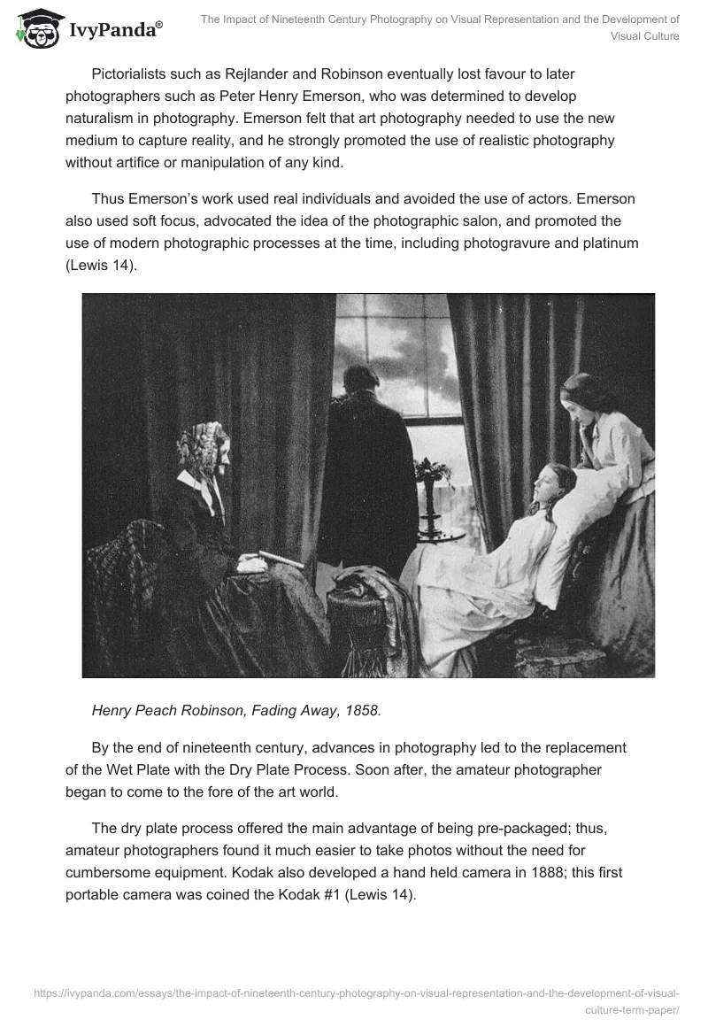The Impact of Nineteenth Century Photography on Visual Representation and the Development of Visual Culture. Page 4