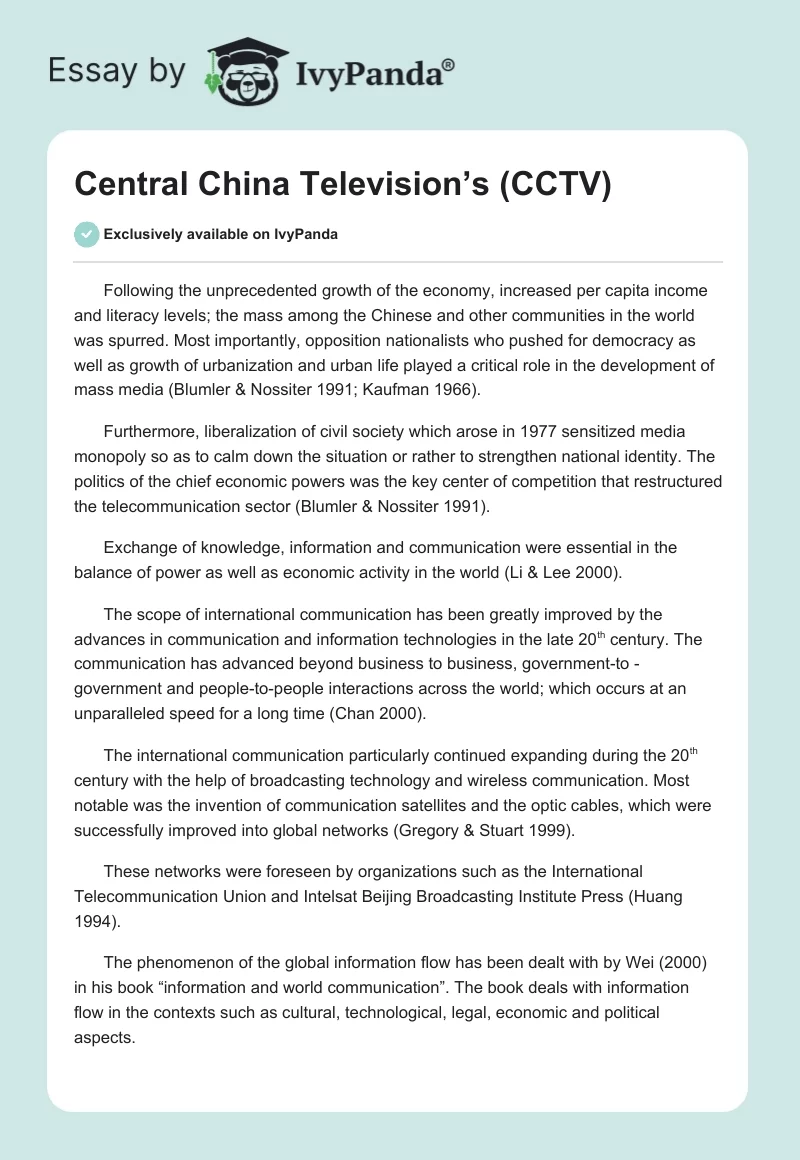 Central China Television’s (CCTV). Page 1