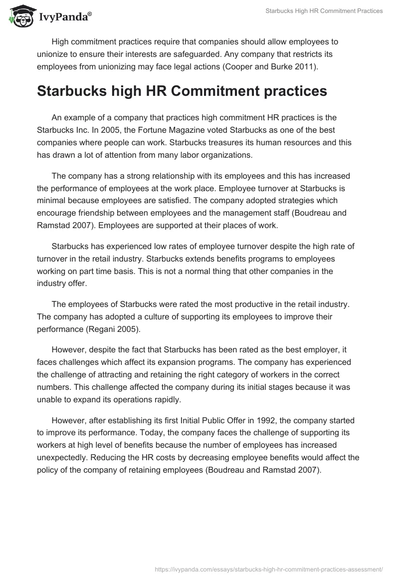 Starbucks High HR Commitment Practices. Page 4