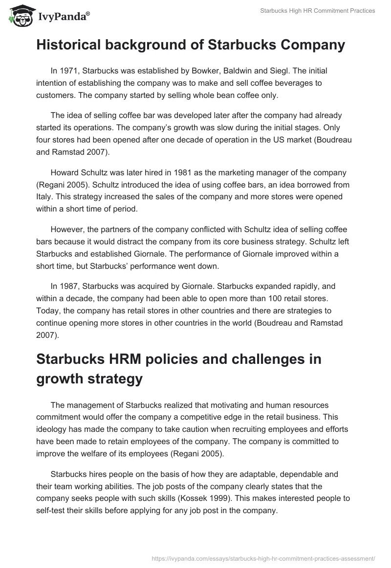 Starbucks High HR Commitment Practices. Page 5