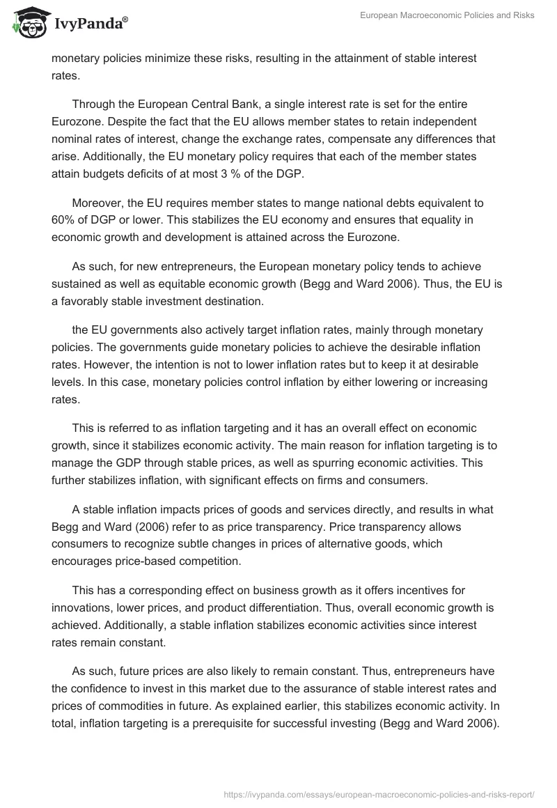 European Macroeconomic Policies and Risks. Page 4