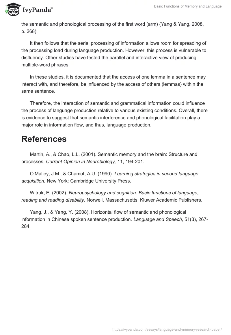 Basic Functions of Memory and Language. Page 5