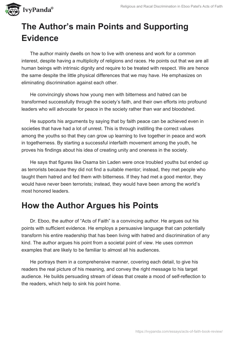 Religious and Racal Discrimination in Eboo Patel's "Acts of Faith". Page 3