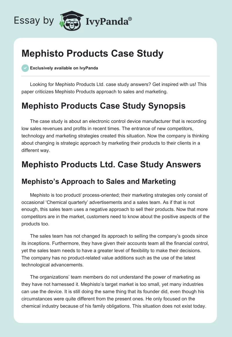 mephisto products case study answers