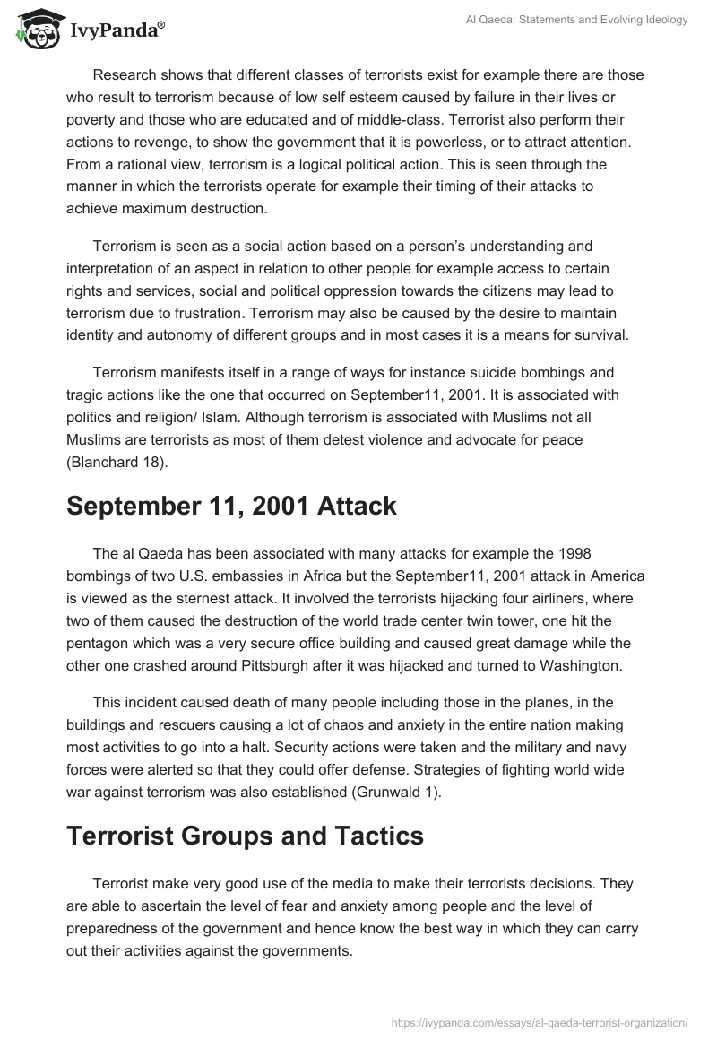 Al Qaeda: Statements and Evolving Ideology. Page 3