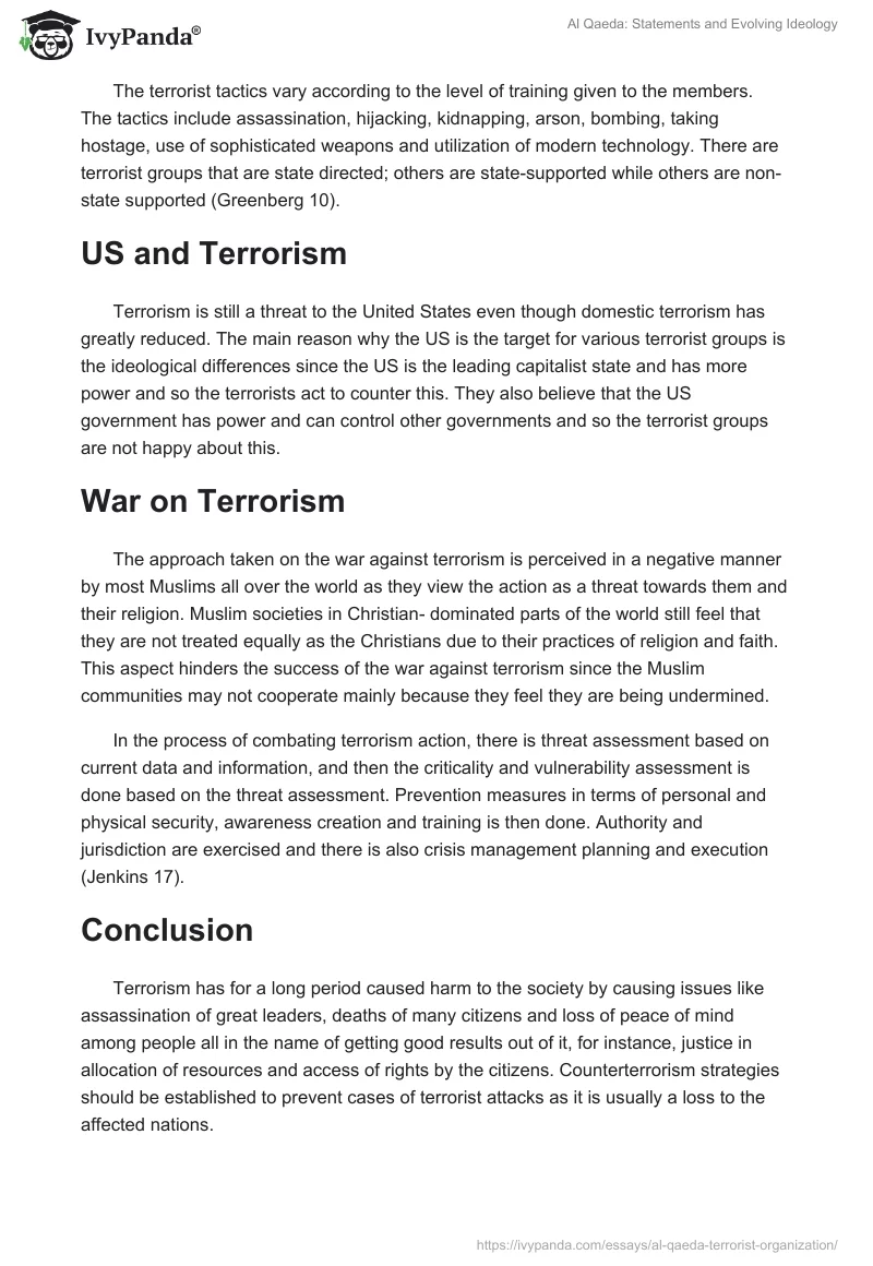 Al Qaeda: Statements and Evolving Ideology. Page 4