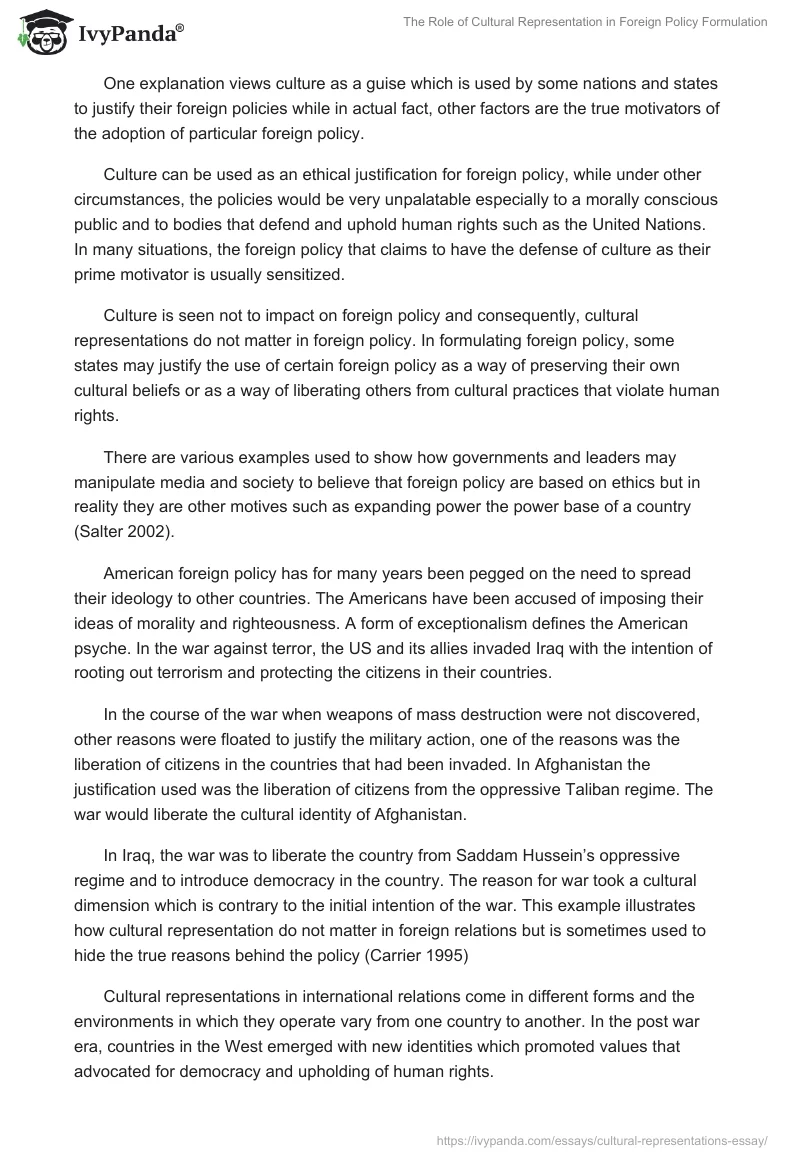 The Role of Cultural Representation in Foreign Policy Formulation. Page 3