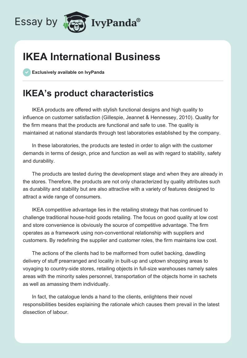 IKEA International Business. Page 1
